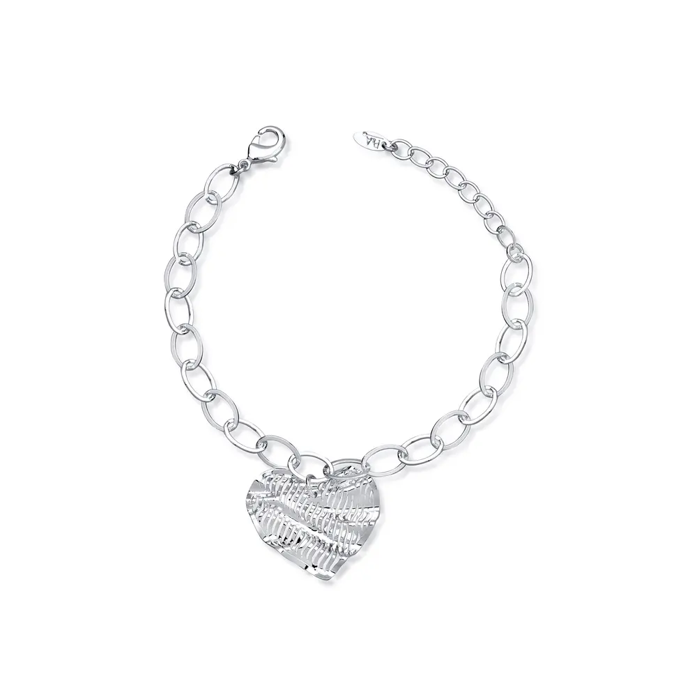 Pulseira Prata Leve Coração Vazado