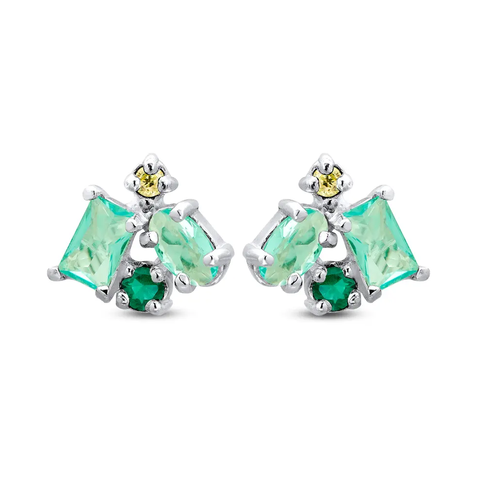 Brinco Prata Com Zircônias Verde