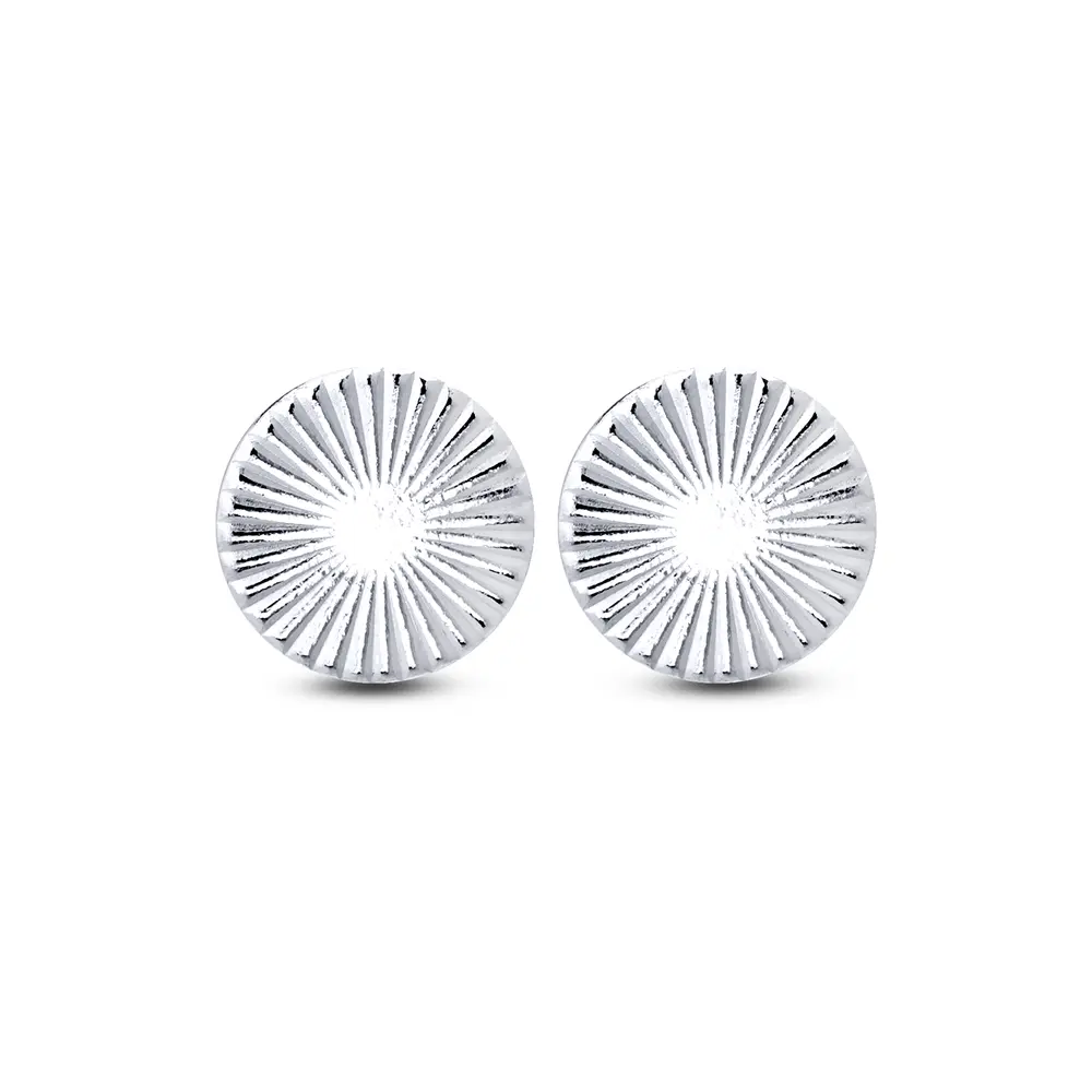 Brinco Prata Redondo Pequeno Com Detalhes