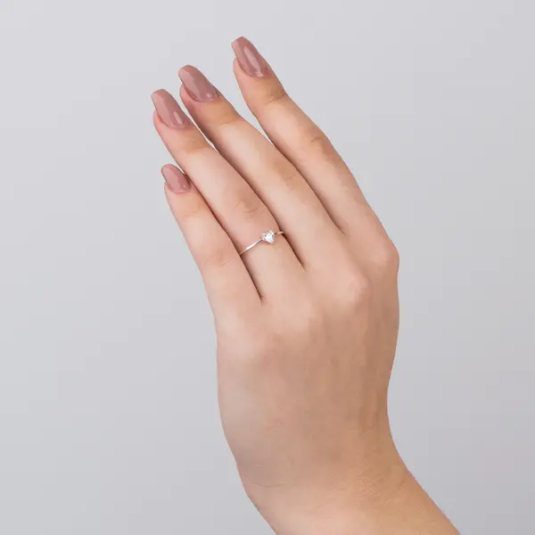 Anel Prata Coração Zircônia