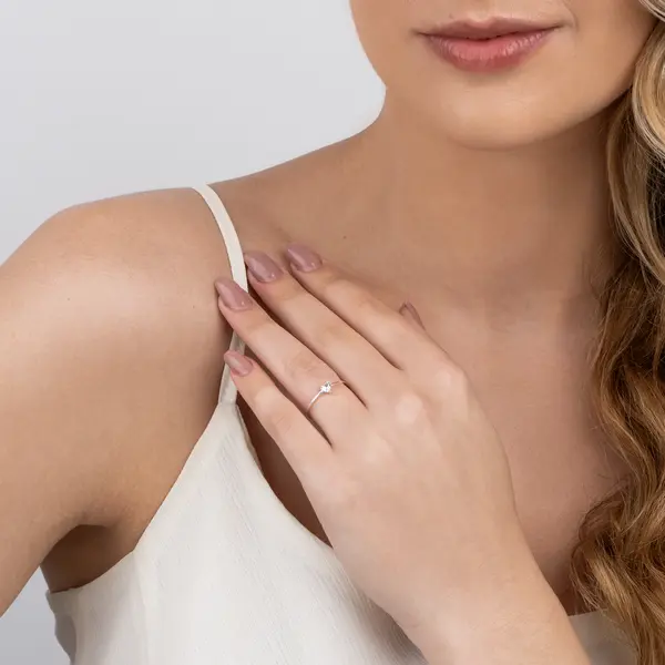 Anel Prata Coração Zircônia