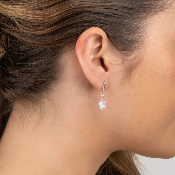 Brinco Prata Bolinha E Coração Zircônia