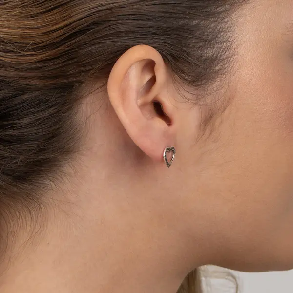 Brinco Prata Envelhecida Coração