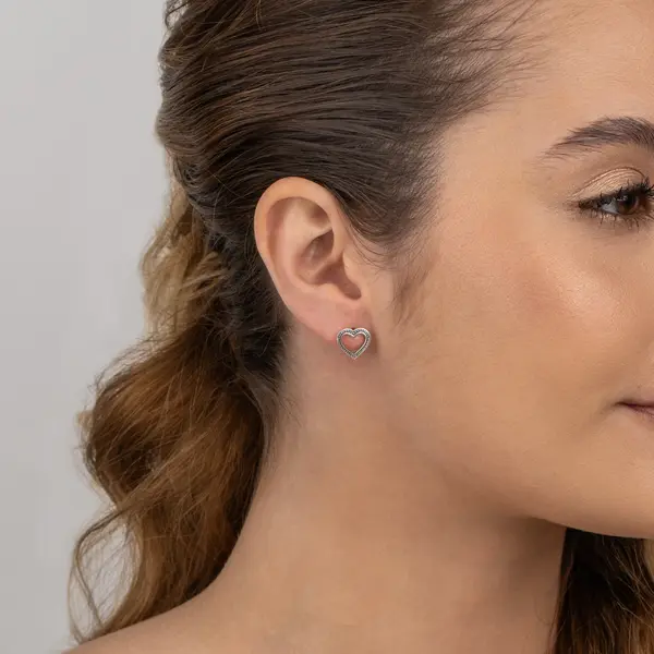 Brinco Prata Envelhecida Coração