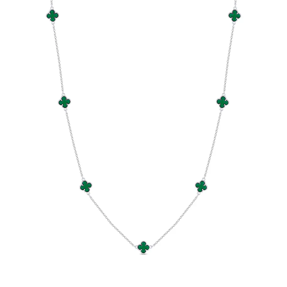 Colar Prata Leve Longo Verde
