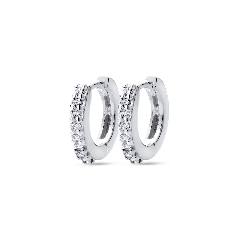 Brinco Prata Argola Zircônias Pequena
