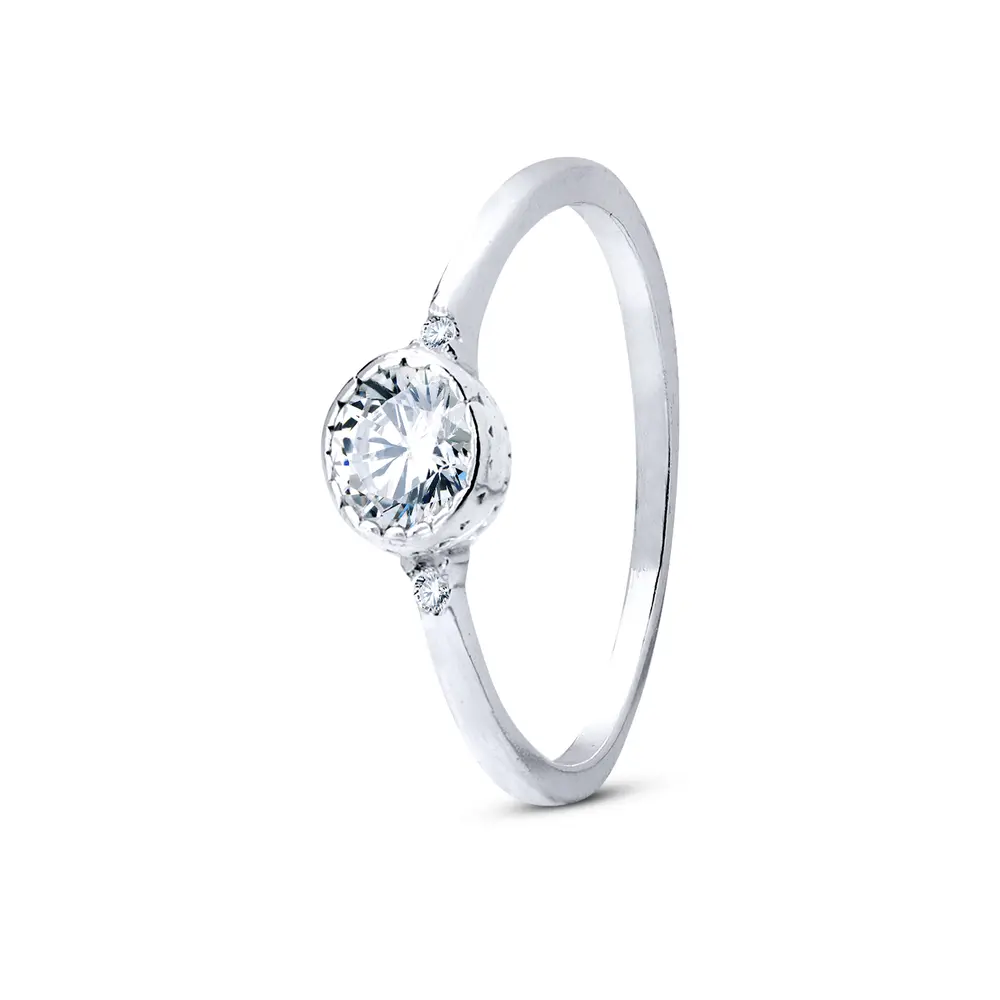 Anel Prata Infantil Solitário