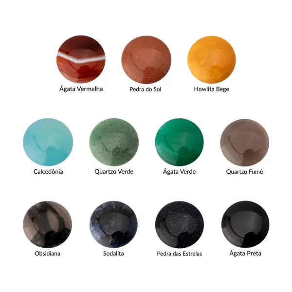 Colar Relicário Banho Rodio Formato De Coração 7 Pedras Naturais Sortidas