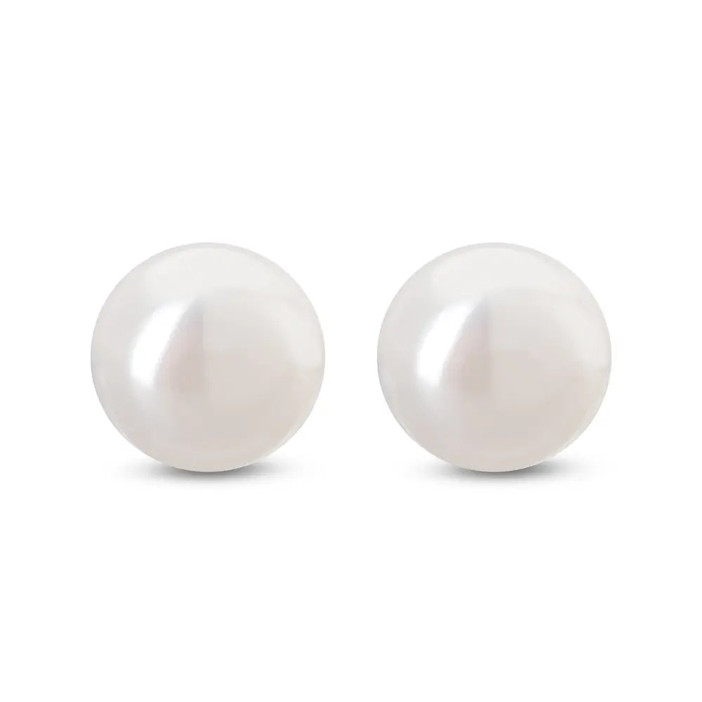 Brinco Prata Banho Meia Pérola Shell 12Mm