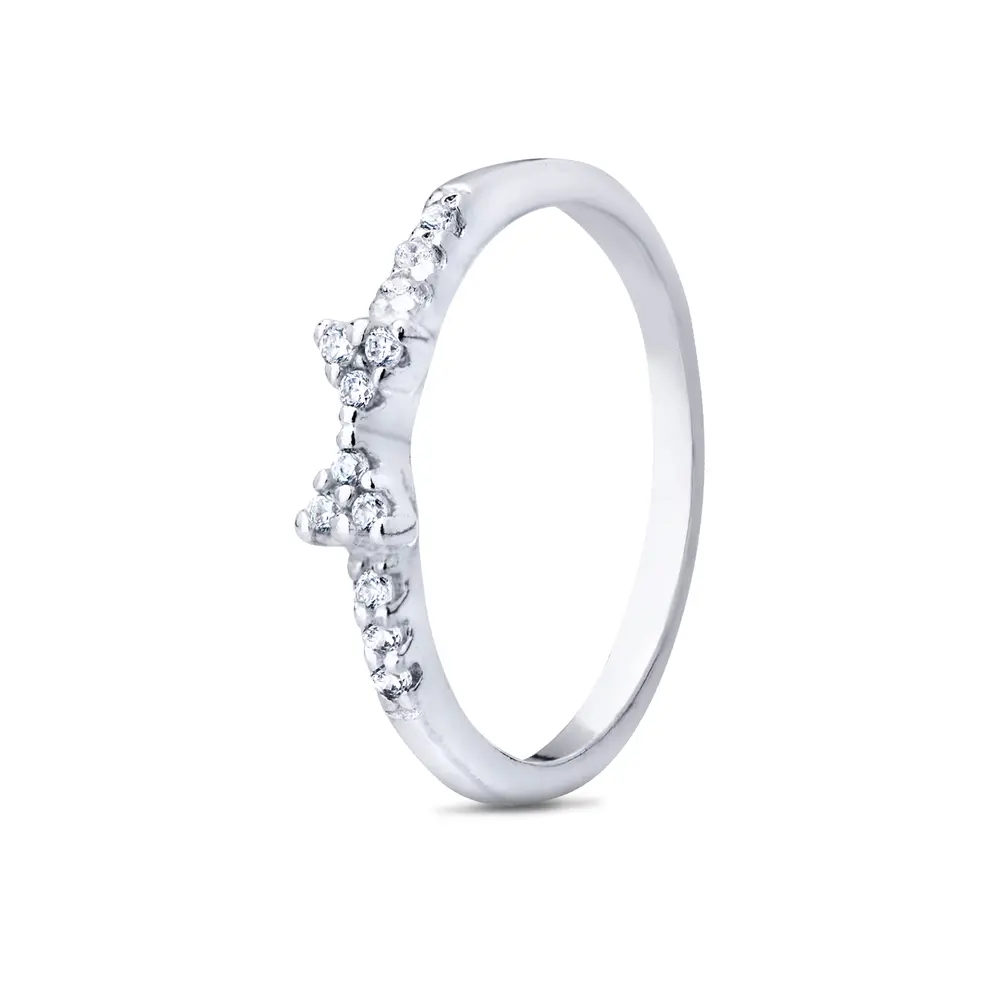 Anel Prata  Lacinho Com Zircônias