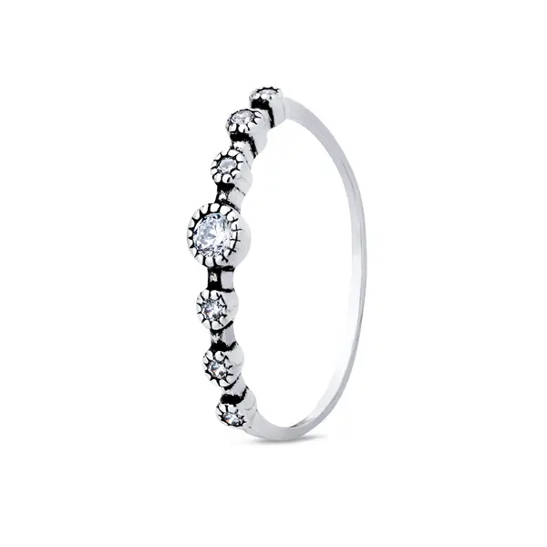 Anel Prata Envelhecido Meia Aliança