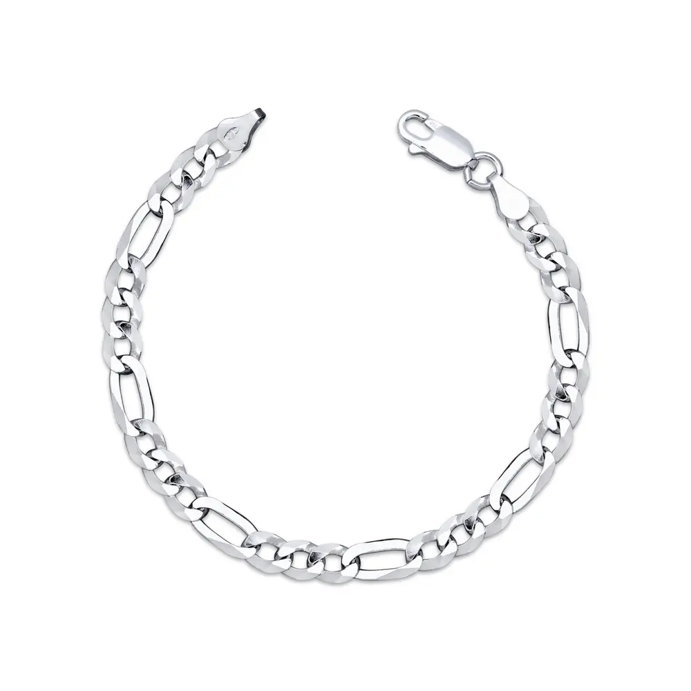 Pulseira Prata Masculina Figaro 20cm 6mm