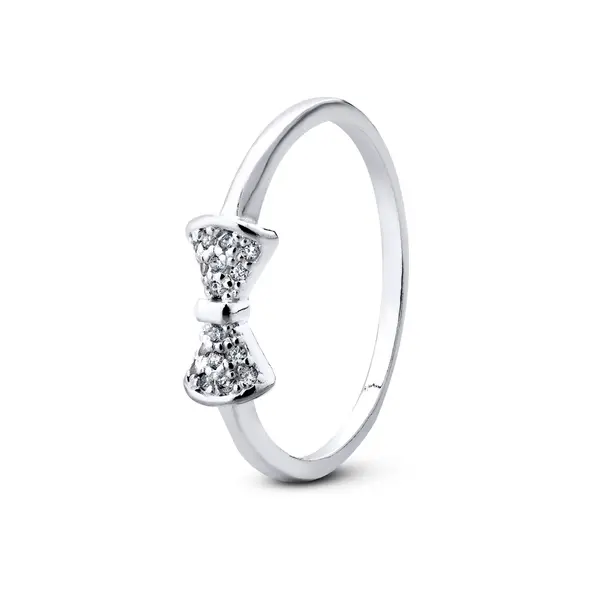 Anel  Prata Laço Com Zircônias