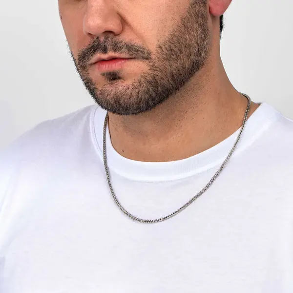 Corrente Prata Bali Masculina Trançada 55cm 2,5mm