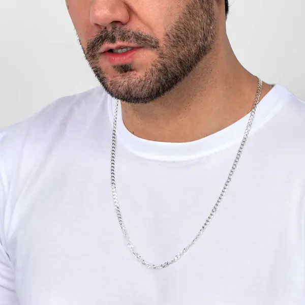 Corrente Prata Masculina Grumet 70cm 3mm