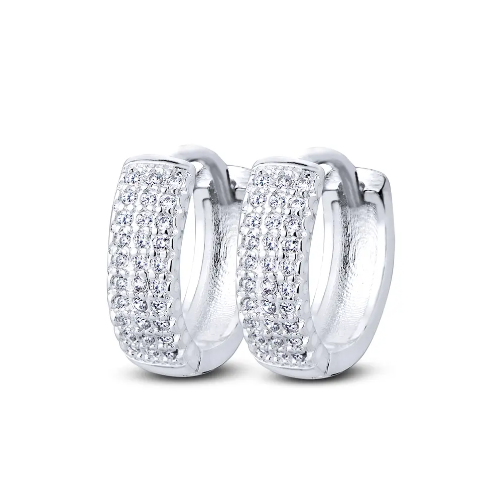 Brinco Prata Argola  Com Micro Zircônias