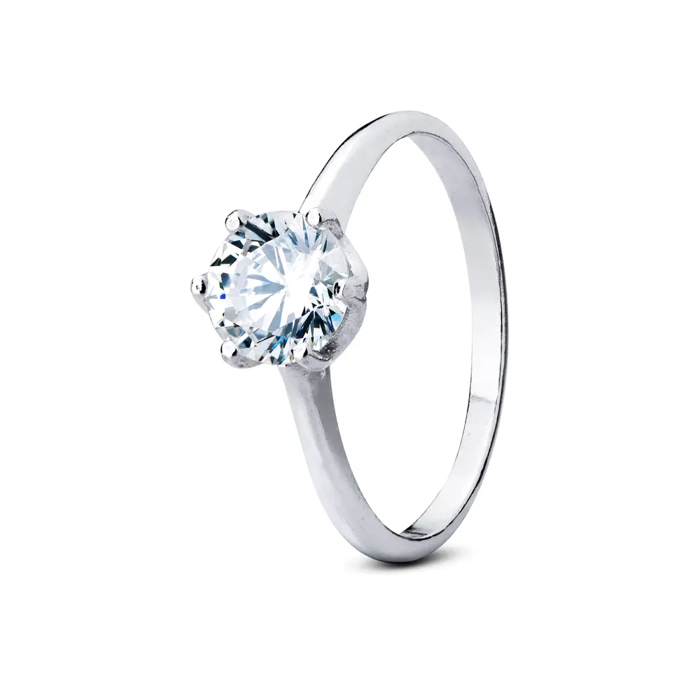 Anel Prata Solitário  Zircônia Surprise