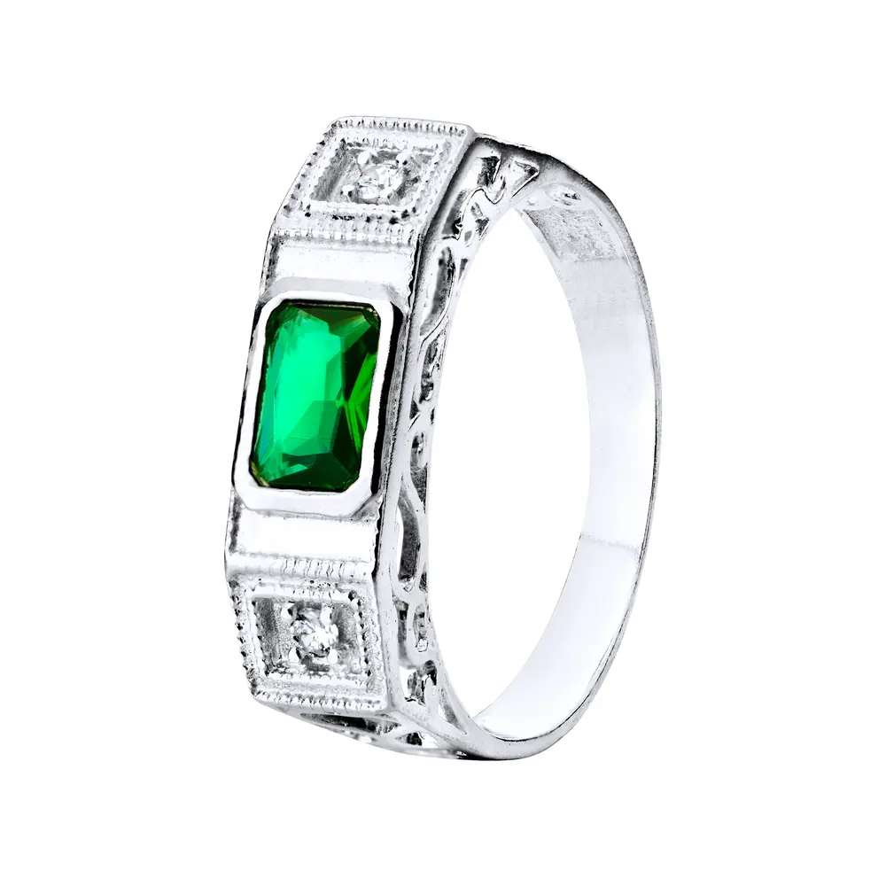 Anel  Prata Masculino Pedra De Zircônia Quadrada
