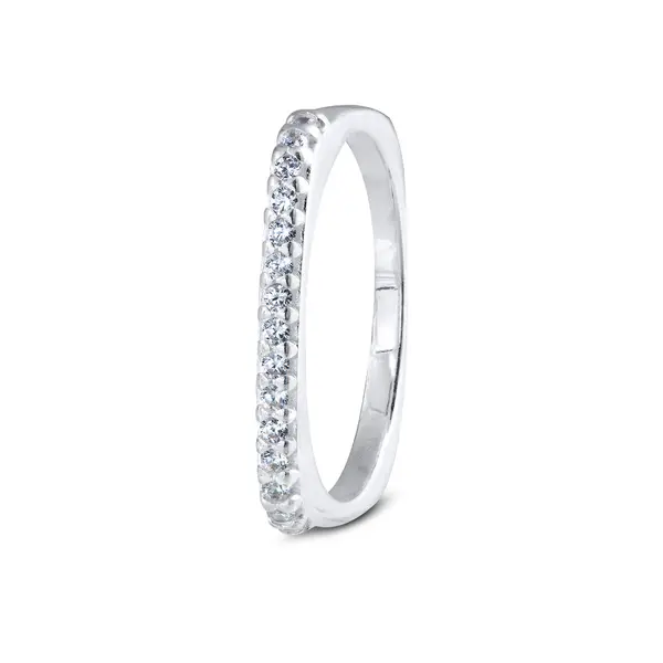 Anel Prata Quadrado Com  Zircônias