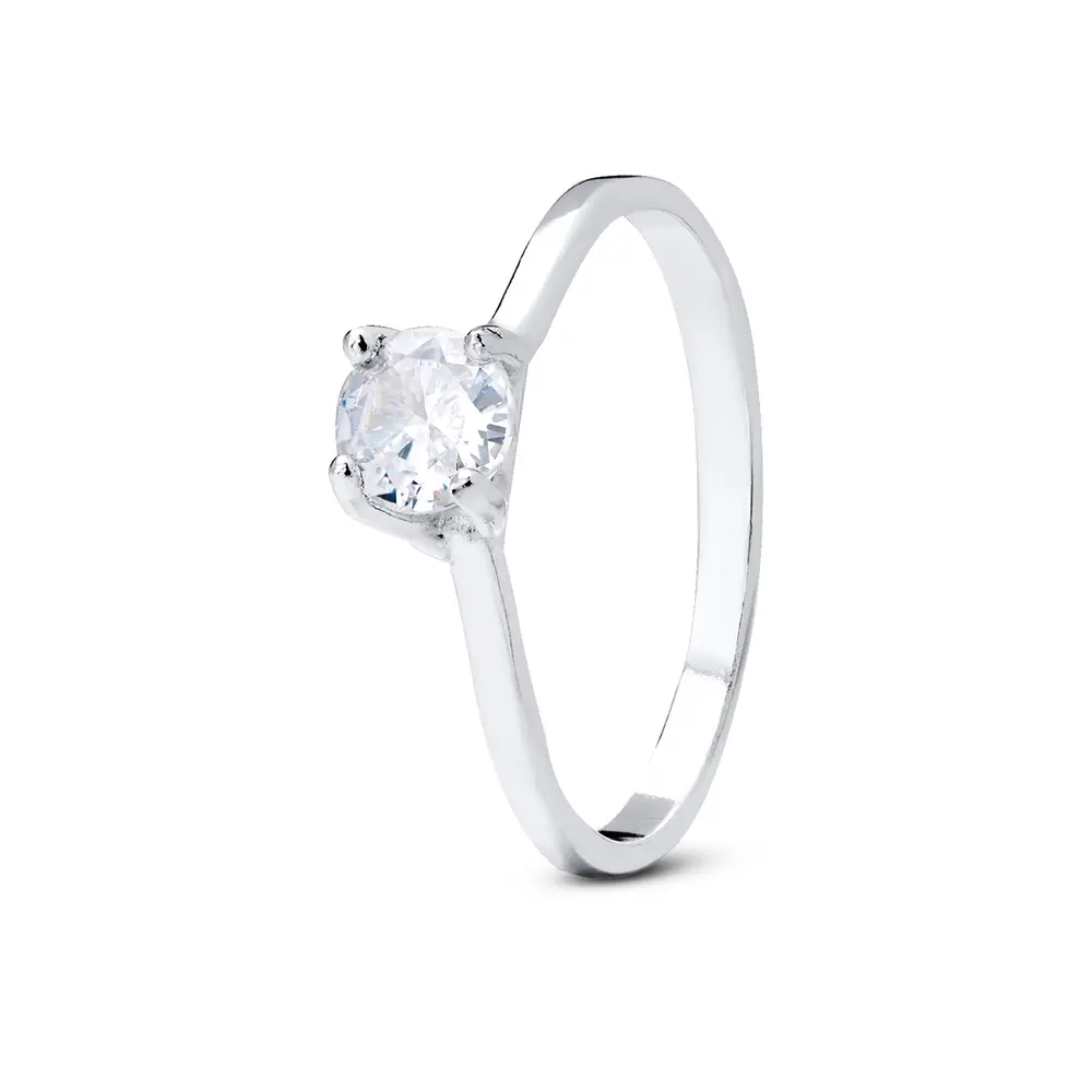 Anel Prata Solitário