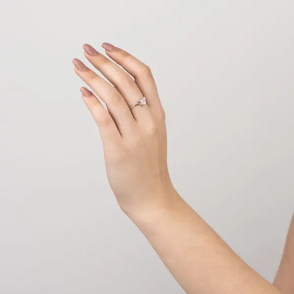 Anel  Prata Coração Com Zircônia