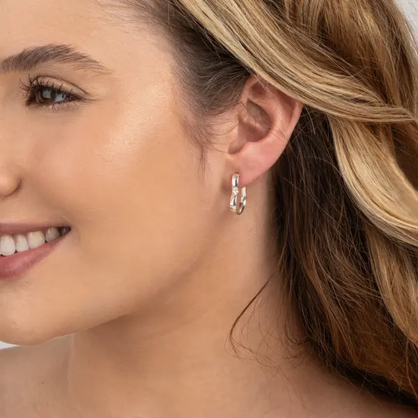 Brinco Prata Argola  Coração Pequeno