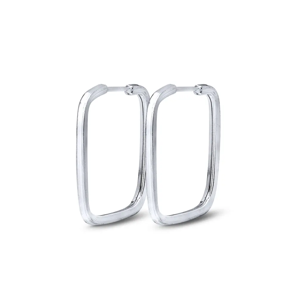 Brinco Prata Argola Quadrado