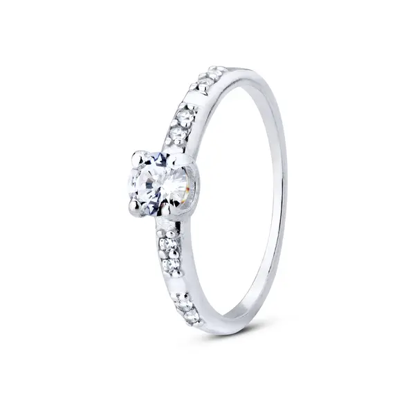 Anel  Prata  Com Zircônias