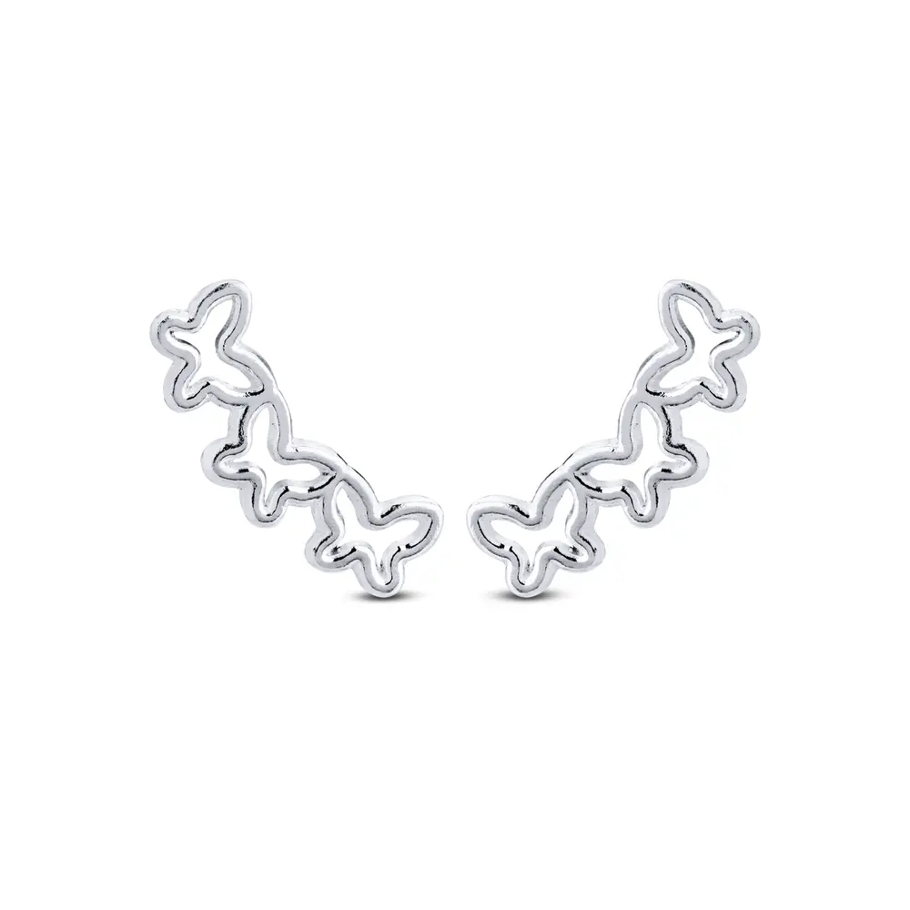 Brinco  Prata Leve  Ear Cuff Borboleta