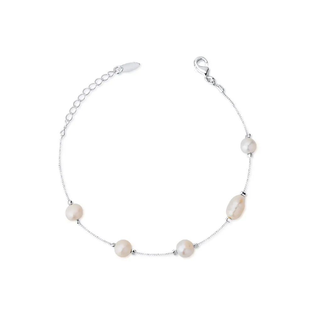 Pulseira Prata Leve Perola