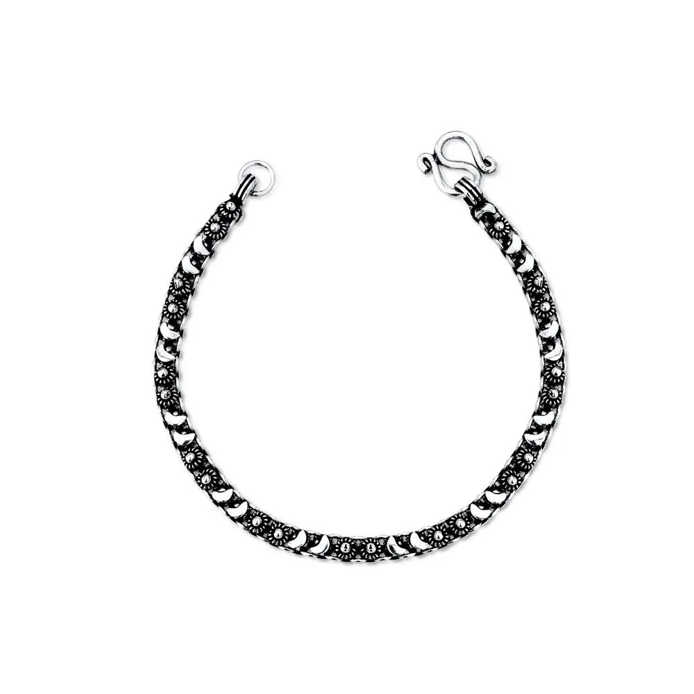 Pulseira Prata Envelhecida Lua Pikun 18 cm