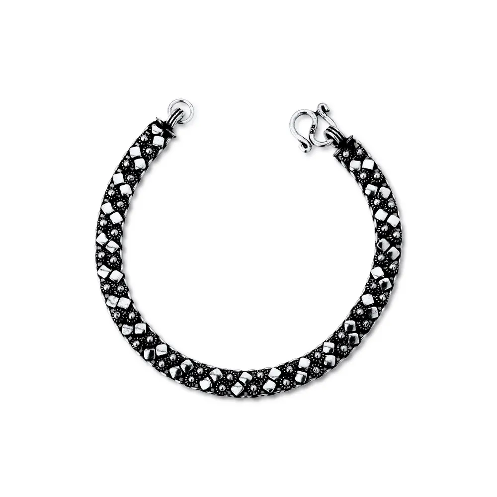Pulseira Prata Envelhecida Media Pikun 17 cm