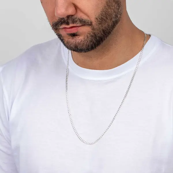 Corrente Prata Masculina Grumet 70cm 3mm