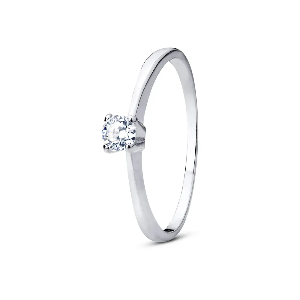 Anel Prata Solitário