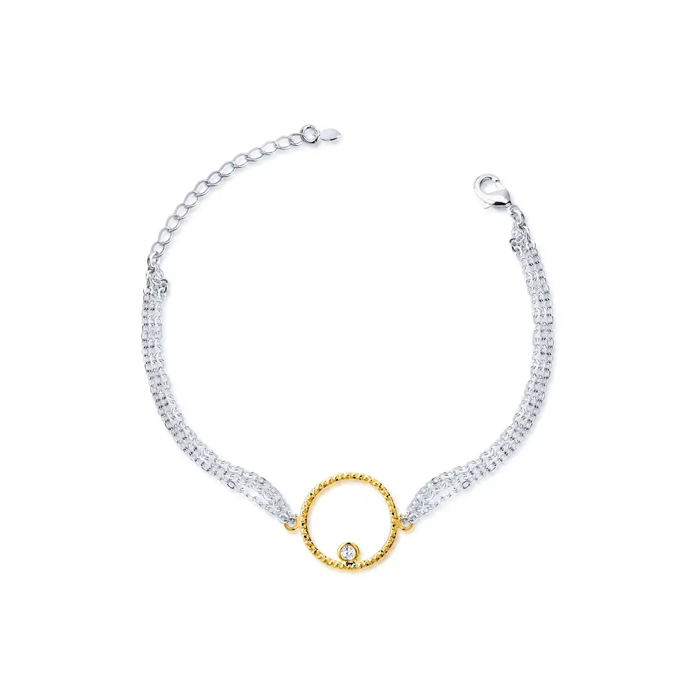 Pulseira Prata Leve Gold Sun Aro