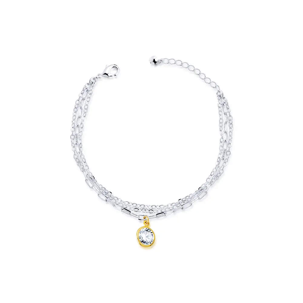 Pulseira Prata Leve Gold Sun Circle