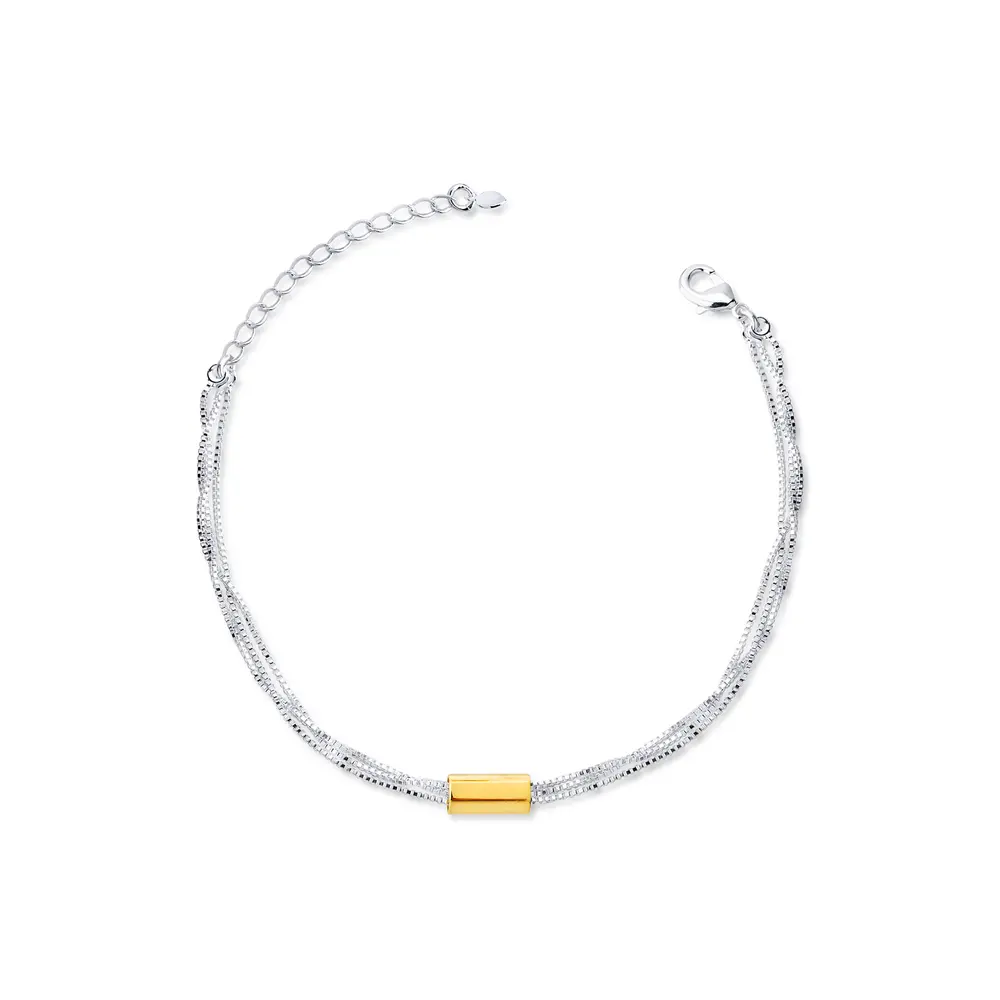 Pulseira Prata Leve Gold Sun Veneziana