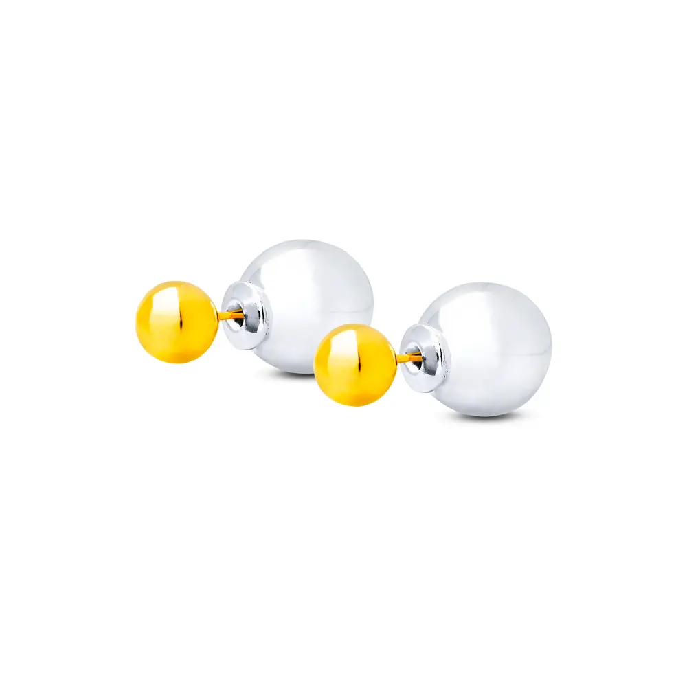 Brinco Prata Leve Gold Sun Balls Lisas