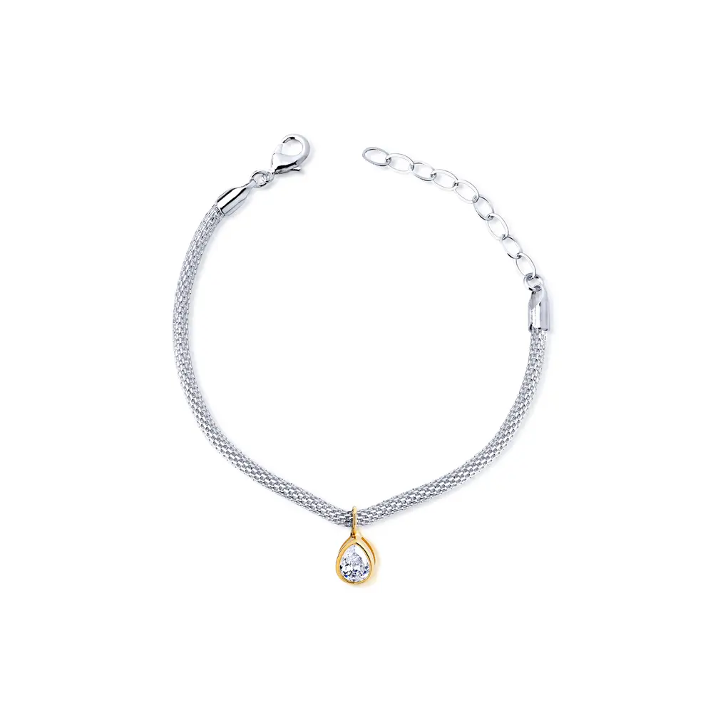 Pulseira Prata Leve Gold Sun Gota