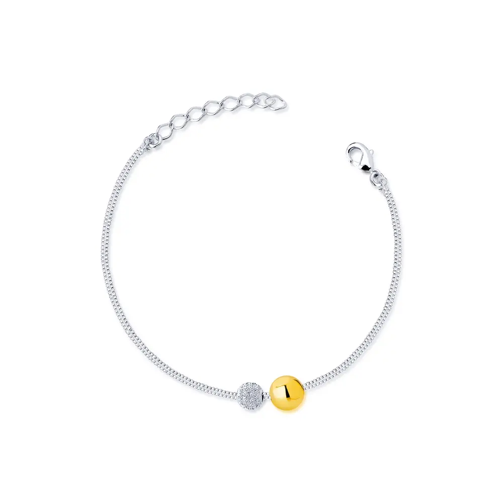 Pulseira Prata Leve Gold Sun Balls