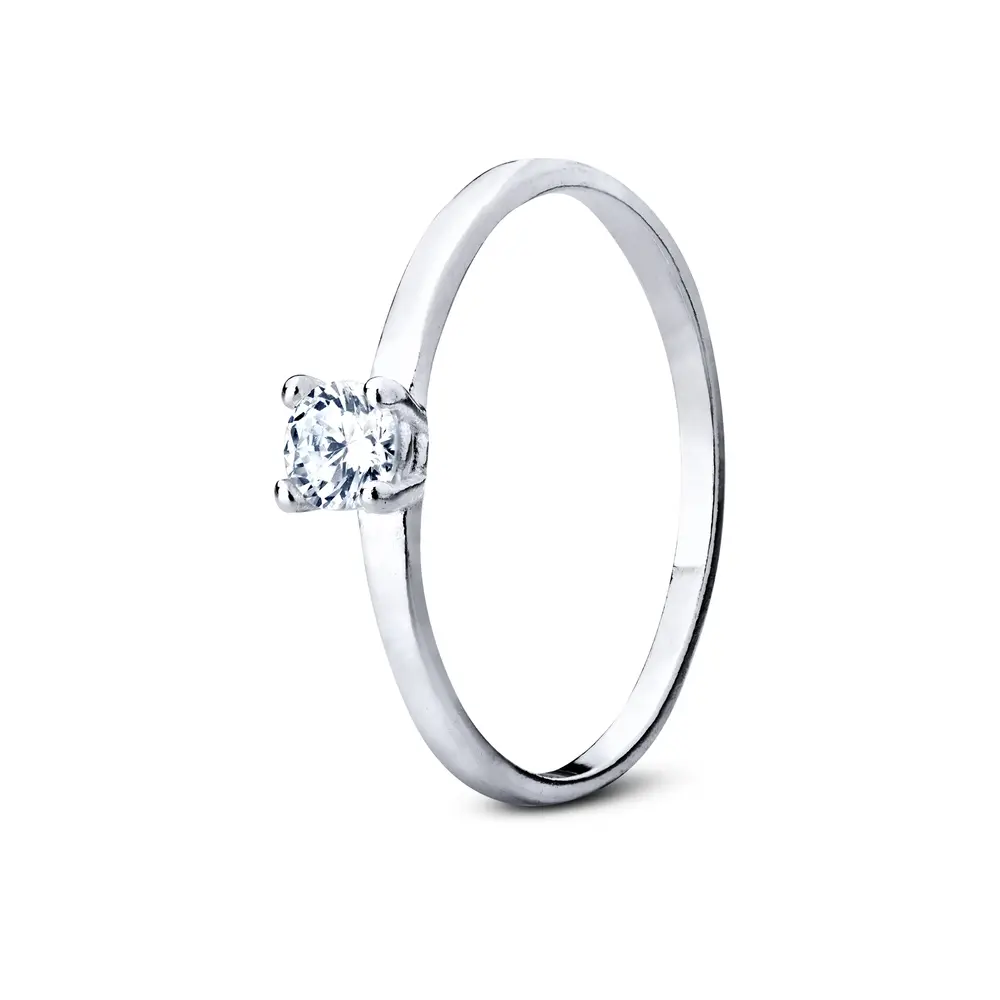 Anel Prata Solitario