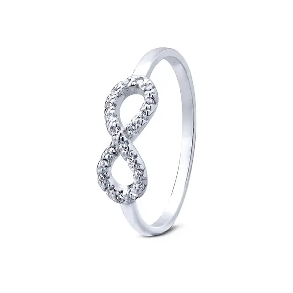 Anel Prata Infinito Com Zircônias