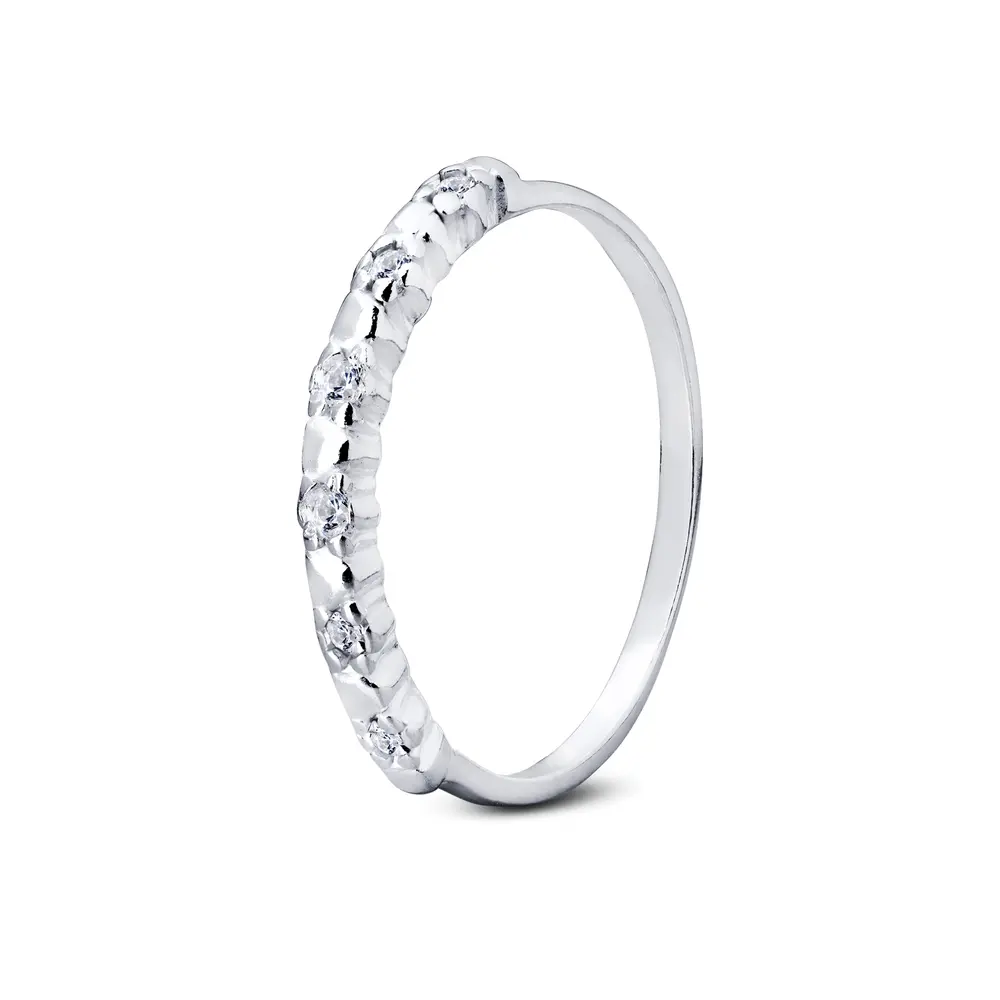 Anel Prata Meia Aliança