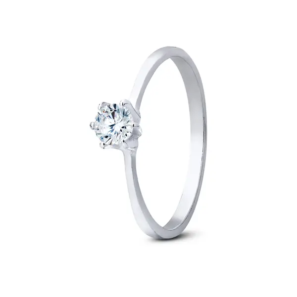 Anel Prata Solitário Brilho Único