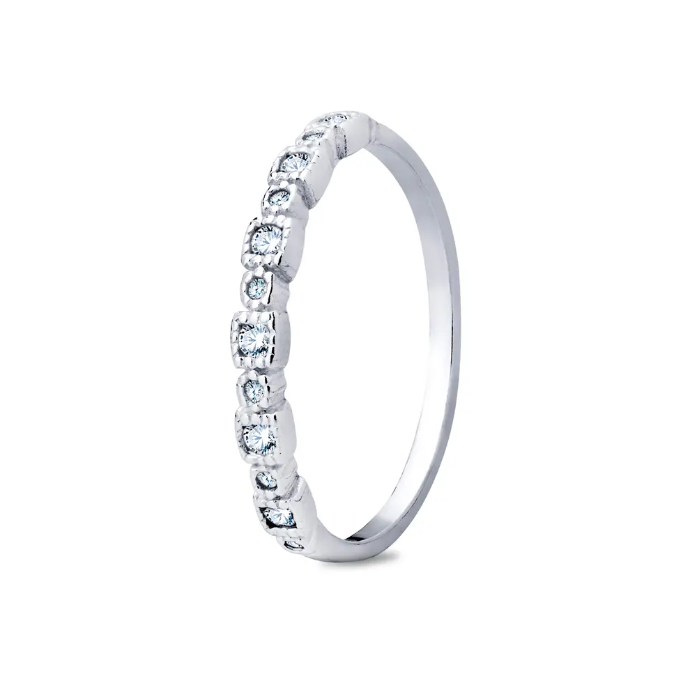 Anel Prata Com Zircônias