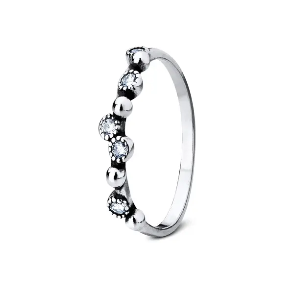 Anel Prata Envelhecido Com Zircônias