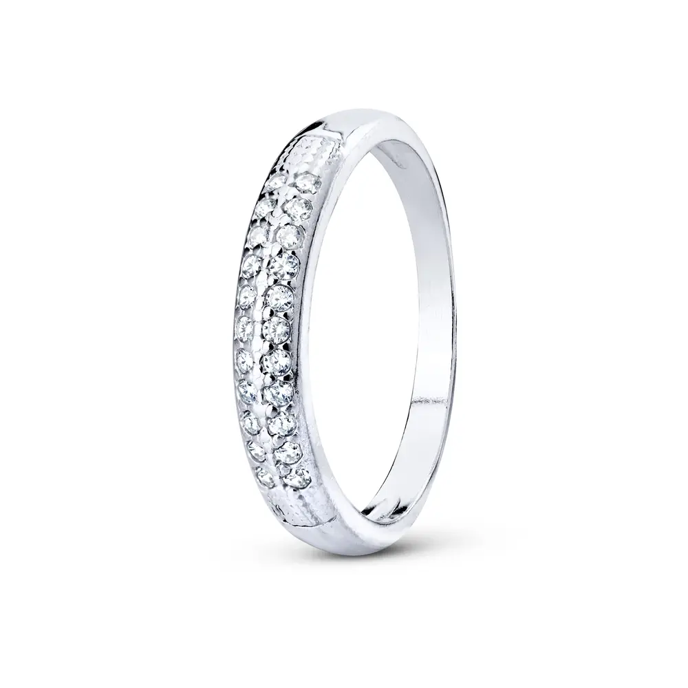 Anel Prata Meia  Aliança