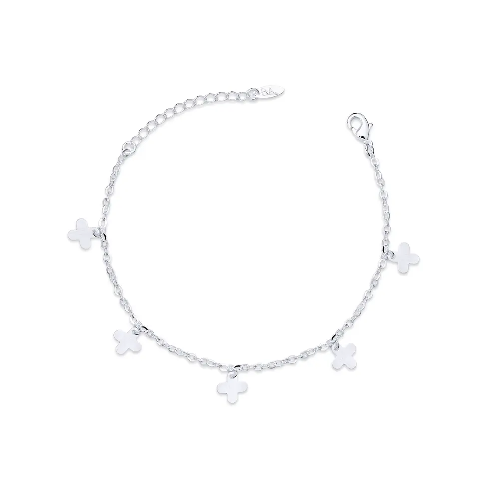 Pulseira Prata Leve Trevos Lisos