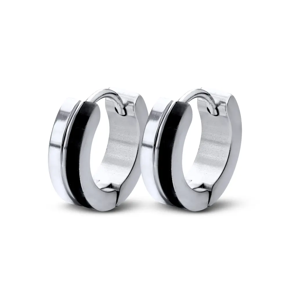 Brinco  Aço Argolinha Carbonada  Um Lado