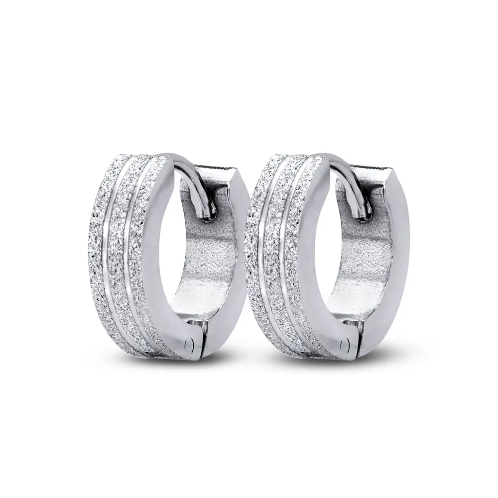 Brinco  Aço Argolinha Diamantada